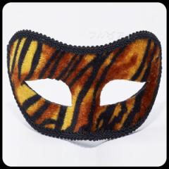 ハーフマスク タイガー アイマスクタイプ 虎(トラ)柄の仮面 ブラックトリム 衣装 舞台 イベント コスプレ ハロウィン パーティーに 即納