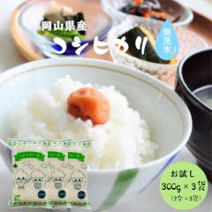 令和6年産 岡山県産 コシヒカリ 無洗米 900g【300g (2合)×3袋】 米 お米 ポイント消化 送料無料 お試し メール便