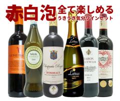 ワインセット  極上の味わい&価格に超自信あり!毎日の食卓に!赤・白・泡が全て入ったうきうき気分6本ワインセット!  (送料無料