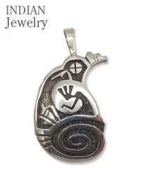 INDIAN JEWELRY �z�s��|�I�[�o�[���C|KOKOPELLI|�V���o�[|�w�b�h�wHopi Overlay Silver Pendant Willis Humeyestewa�x�y�A���J�W�E�l�C�e