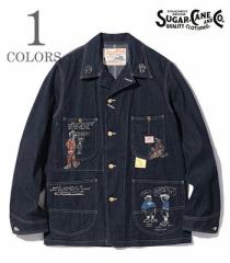 SUGAR CANE VK[P[ J[gD[|fj[NR[g|Jo[I[w11oz. BLUE DENIM 1920s CARTOON WORK COATxyAJWE