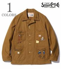 SUGAR CANE VK[P[ J[gD[|_bN[NR[g|Jo[I[w13oz. BROWN DUCK 1920s CARTOON WORK COATxyAJWE