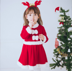 サンタ服 女の子 キッズ サンタコスプレ サンタクロース クリスマス衣装 3点セット ワンピース フード付き トナカイ コスチューム 仮装 