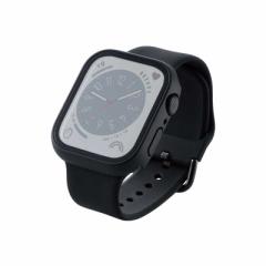 �G���R���@ELECOM�@�A�b�v���E�H�b�` �J�o�[ Apple Watch Series 8 / 7 45mm �Z���~�b�N�R�[�g �S�����K���X �u���b�N�@AW-22AFCGOCBK