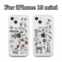 iPhone 13 mini 5.4 ケース Dparks 13mini アイフォン13mini スマホ 韓国 カバー ニューヨーク パリ 街 ソフトクリアケース お取り寄せ