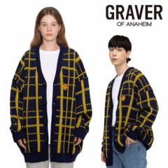 O[o[ AE^[ GRAVER K̔X Dot Smile Embroidery Tartan Check Knit Cardigan NAVY lCr[ G(W)-CCD-1-NY EFA