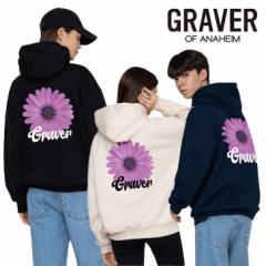 O[o[ p[J GRAVER K̔X Back Purple Daisy Flower Smile Hoodie S3F G(W)-HG(24)-8-BK/NY/CM EFA
