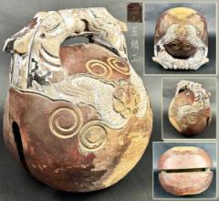 天然玉石 双亀 一刀彫り 縁起物 家財お守り 長寿の象徴 ウブ品