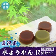 訳あり 水ようかん 3種類 各4個 12個セット 抹茶 練り 小倉 夏限定 ポスト投函便 送料無料 甘味 金澤兼六製菓