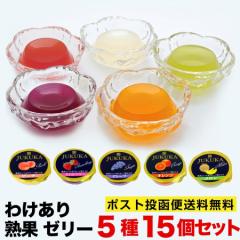 わけあり 熟果 ゼリー 5種類各3個 15個セット ポスト投函便送料無料 化粧箱無しタイプ