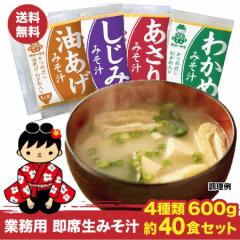 業務用 即席生 みそ汁 4種類 600g(各6食〜15食入り)約40食セット 味噌汁 送料無料 ポスト投函便 送料無料