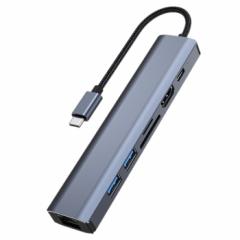 Lazos USB3.0 TypeCnu 7in1 USBnu HDMI Type-C Type-A SDJ[h LAN 7|[g RpNg PC Windows Mac [d f[^] 5Gb/s 4K30