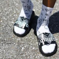ACE FLAG スポーツサンダル ペイズリー Compton コンプトン メンズ 春夏秋用 黒 エースフラッグ シャワーサンダル 厚底 ビーサン ビーチ