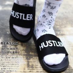 【50%OFF】REASON × Hustler 公式 スポーツサンダル メンズ レディース 春夏秋用 黒 ハスラー 限定 コラボ リーズン シャワーサンダル 