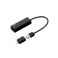 EDC-QUA3C-B �u���b�N �L��LAN �A�_�v�^ USB 3.1 �M�K�r�b�g 2.5Gbps�Ή� �^�C�vC �A�_�v�^�t ELECOM ���[�J�[����