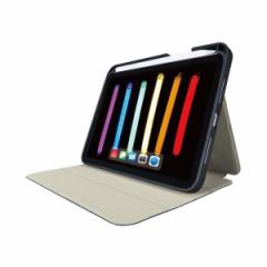 TB-A21SSANV iPad mini 2021年モデル 第6世代 8.3インチ ケース カバー レザー フラップ 手帳 マグネット ネイビー ELECOM メーカー直送