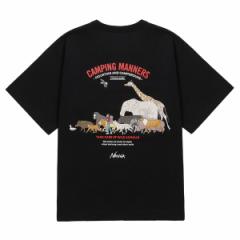 iK TVc ECO HYBRID CAMPING MANNERS WILD ANIMALS TEE BLK M NW2411-1G800-A N0000167 NANGA