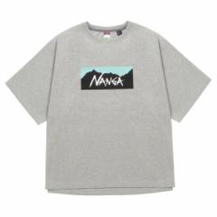 iK TVc ECO HYBRID BOX LOGO LOOSE FIT TEE L.GRY~TRQ FREE NW2311-1G209 N0000238 NANGA