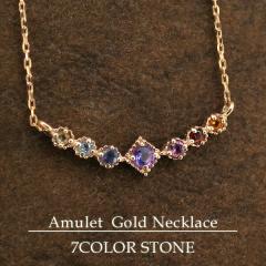 K18PG 7�J���[ �X�g�[�� �A�~�����b�g �l�b�N���X/�������� 18���l�b�N���X ���f�B�[�X �s���N�S�[���h