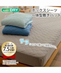 敷きパッド 吸汗速乾 ドライニット ボックスシーツ一体型 夏 グレージュ～ミントブルー シングル 寝装 寝具 敷パッド ニッセン nissen