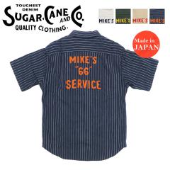 VK[P[ SUGAR CANE R[NXgCv  [N Vc `F[Xeb`hJ COKE STRIPE WORK SHIRT with CHAIN EMBROIDERED