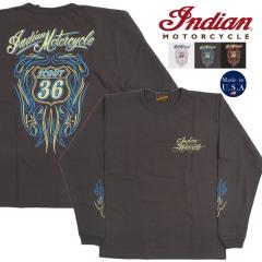 �C���f�B�A�����[�^�[�T�C�N�� Indian Motorcycle ���� �v�����g �N���[�l�b�NT L/S Tee�hINDIAN MOTORCYCLE�h IM69790 �y2026�N�H�~�V��