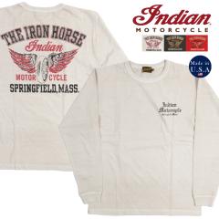 �C���f�B�A�����[�^�[�T�C�N�� Indian Motorcycle ���� �v�����g �N���[�l�b�NT L/S Tee �gFLYING WHEEL�h  IM69792 �y2026�N�H�~�V��z