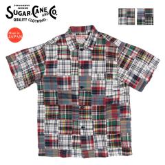 �V���K�[�P�[�� SUGAR CANE ���� �}�h���X�`�F�b�N�p�b�`���[�N�I�[�v���V���c MADRAS CHECK PATCHWORK OPEN SHIRT SC39739�y2026�N�t��