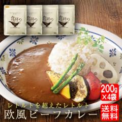 【300円OFFクーポン配布中】食研カレー 日本食研 200g×4袋 送料無料 メール便 欧風ビーフカレー レトルト 買い置き 夜食 取り寄せ グル