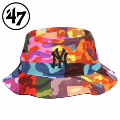 47 バケットハット 迷彩 カラフル ハット メンズ レディース ニューヨーク・ヤンキース 帽子 ブランド ロゴ MLB メジャーリーグ バケハ 