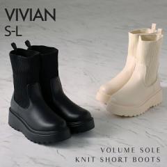 ★200円クーポン★VIVIAN ヴィヴィアン ブーツ レディース ニットブーツ ショートブーツ ソックスブーツ 厚底 スニーカーブーツ 厚底ブー