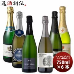 ワインセット 飲み比べ 激安！！シャンパーニュ入り スパークリングワイン6本セット 750ml × 6本 1セット