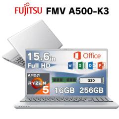 [ MS �I�t�B�X �t��]�x�m�� 15.6�C���` �m�[�g�p�\�R�� FMV Note A A500-K3 �t��HD �f�B�X�v���C CPU AMD Ryzen 5 7430U ������ 16GB SSD