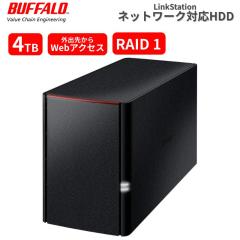 BUFFALO LinkStation 4TB NAS LS220D0402G �l�b�g���[�NHDD RAID1 DLNA DTCP-IP ���f�B�A�T�[�o�[ �����o�b�N�A�b�v iPhone Android �Ή�