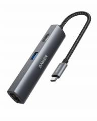 Anker PowerExpand+ 5-in-1 USB-C イーサネットハブ【4K対応HDMI出力ポート / 3つのUSB-A 3.0ポート / 1Gbpsイーサネットポート】MacBook