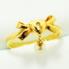 �~�L���g �����O MIKIMOTO �w�� ���{�� ������^�� 3.7mm �p�[�� K18 ��9.5�� �V�i�d�グ ����