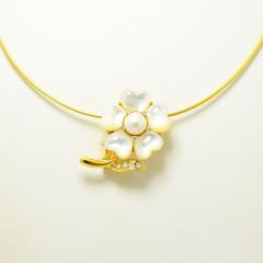 �~�L���g �l�b�N���X MIKIMOTO �u���[�` �� �t�����[ �p�[�� 7.2mm �V�F�� �_�C�������h �^�� K18 750 �V�i�d�グ ����
