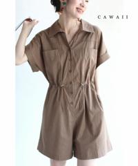【BIGSALE】 母の日 ゆったり楽ちんな大人のショート丈 オールインワン cawaii w53671  レディース 半袖 夏 楽ちん シャツ 半袖 上品 シ