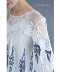 【BIGSALE】 （S~3L対応）美しく透けるデコルテベールの刺繍ブラウストップス w50251nc cawaii シアー 七分袖 透け レース 刺繍 春夏 ゆ