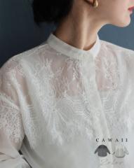 新作5月4日 淡いレースを重ねたシアーシャツトップス cawaii fsz00046ss S~2L対応 ブラック ホワイト 春 夏 薄手 涼感 オフィス 会社 通