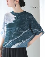 再入荷4月24日 流動的なアート柄の伸びやかドルマンカットソートップス cawaii w61114ps S~3L対応 アート柄 Tシャツ 春 夏 おしゃれ 日常
