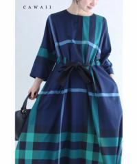 マキシワンピース 秋 ロングワンピース チェック柄 wk00376 S~2L 上品 チェック ウエストリボン ロングワンピース cawaii 冬新作 ワンピ