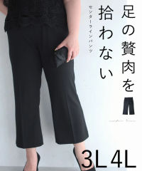 冬新作 ワイドパンツ レディース 大きいサイズ アンクル丈 ウエストゴム  wk00409 2L~3L  足の贅肉を拾わないセンターラインパンツ cawai