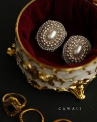 新作2月26日 顔周り華やぐアンティーク風ビジューピアス 返品・交換不可 cawaii wkj00105 アクセサリー 装飾 ビジュー パール ホワイト 
