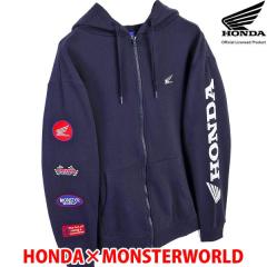 HONDA�~MONSTER WORLD ZIP�p�[�J�[ A �l�C�r�[ �T�C�h�|�P�b�g �t�[�h�t �h�J ���� ���юd�l�X�E�F�b�g���n �����Y ���f�B�[�X �z���_ �R