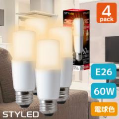 【4個セット・1個当たり599円】【電球色・E26口金・T形・60W相当】LED電球 広配光タイプ 断熱材施工器具対応 810l