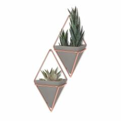 Umbra Trigg Hanging Planter Vase Geometric Wall Decor Container Concrete Resin Copper Set of 2 Aؔ ǖʎ[ QZbg