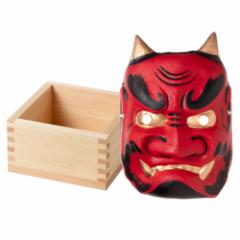 ߕZbg@qmLeƋS̖ʁ@܍e@p̞eƑlpS̖ʁ@Wooden measuring box and Japanese paper ogre mask