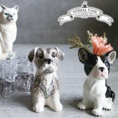 Animal Vase F04-0055 F04-0056 F04-0057 F04-0058 Cat Dog Frenchbull Schnauzer�y�O���[�o���A���[ global arrow �A�j�}�� �t�����[�x