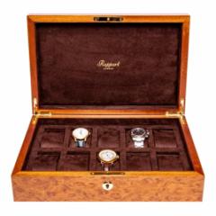 |[g h(Rapport LONDON) Heritage Burr Walnut Ten Watch Box